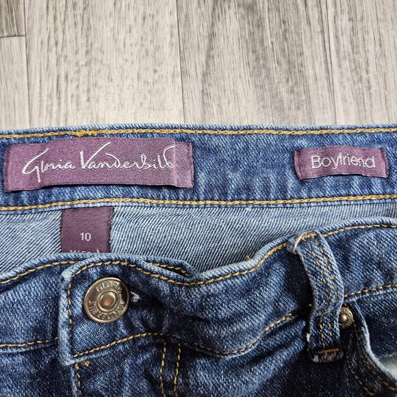 Gloria Vanderbilt Boyfriend Jeans Womens 10 Blue Medium Wash Mid Rise Stretch - Picture 3 of 10